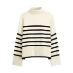 بافت مدل striped-high-neck-sweater برند Bershka