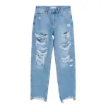 شلوار مدل Ripped cropped straight-leg jeans برند Bershka