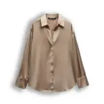 شومیز ساتن SATIN EFFECT SHIRT برند ZARA - تصویر 5