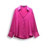 شومیز ساتن SATIN EFFECT SHIRT برند ZARA - تصویر 3